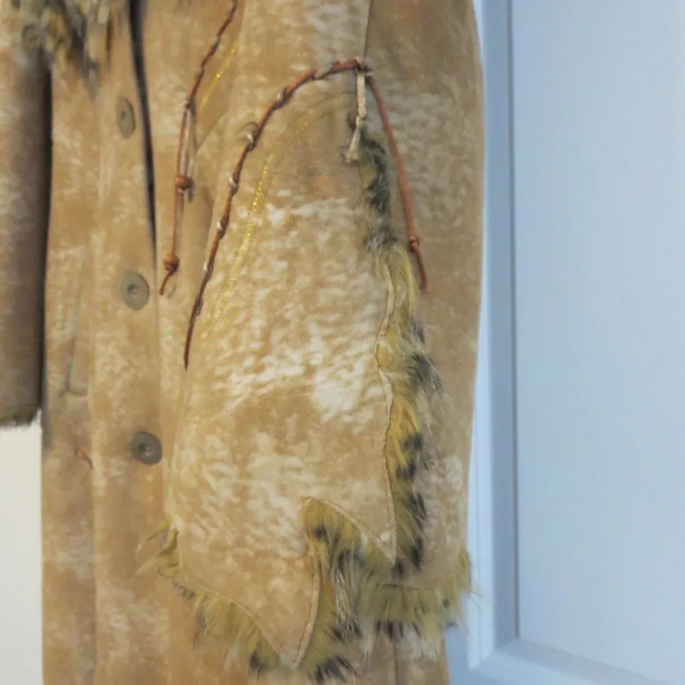 REM Leopard Print Faux Fur Hooded Long Coat Jacket Sz M - Picture 2 of 8